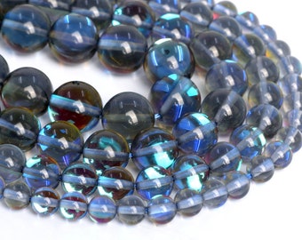 Perles en vrac de quartz arc-en-ciel noir Aura mystique 6 mm 8 mm