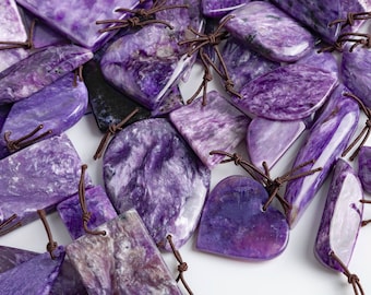 Top Drilled Cabochon Different Shape Stone Pendant - Genuine Natural Purple Charoite