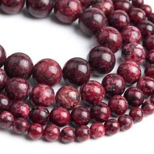 Deep Red Jade Gemstone Loose Beads Round Shape Smooth 6mm 8mm 9-10mm
