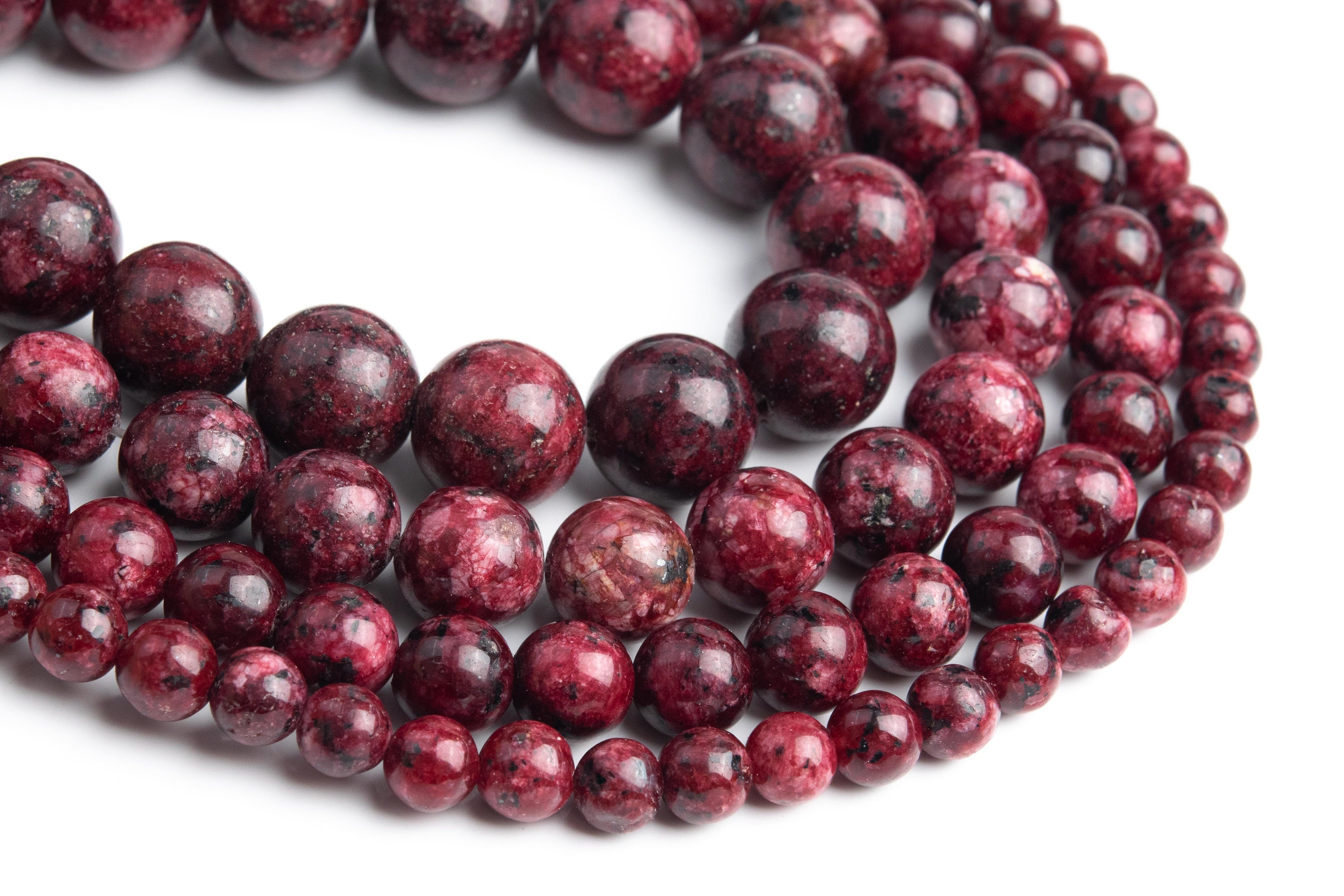 Deep Red Jade Gemstone Loose Beads Round Shape Smooth 6mm 8mm 9-10mm