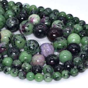 Genuine Natural Pink Green Ruby Zoisite Smooth Loose Beads Grade A Round Shape 6mm 8mm 10mm 12mm
