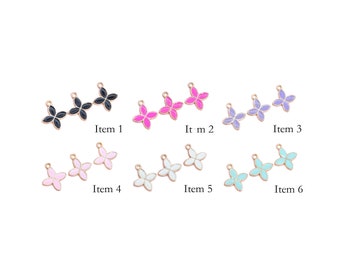 6 dijes de trébol de cuatro hojas esmaltados - Tono dorado con esmalte de color