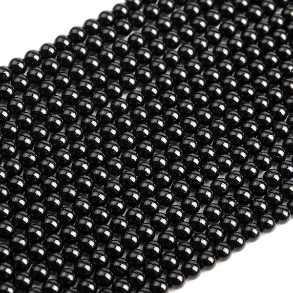 Genuine Natural Black Tourmaline Loose Beads Brazil Grade AA Round Shape 3mm 4mm 5mm
