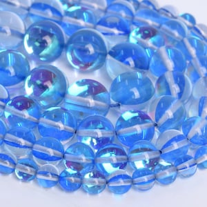 Sky Blue Mystic Aura Quartz Loose Beads Round Shape 6-7mm 8mm 10mm
