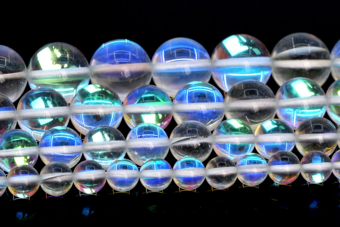 Aqua Blue Mystc Aura Quartz Beads Round Loose Beads 6MM 8MM - Etsy