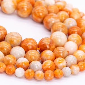 Genuine Natural Milky Cream Orange Calcite Loose Beads Grade AA Round Shape 6mm 8mm 9-10mm 11mm