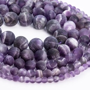 Genuine Natural Matte Dog Teeth Amethyst Loose Beads Grade AA Round Shape 8mm 10mm