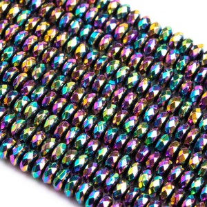 Perline sciolte di ematite arcobaleno forma rondella sfaccettata 4 x 2 mm