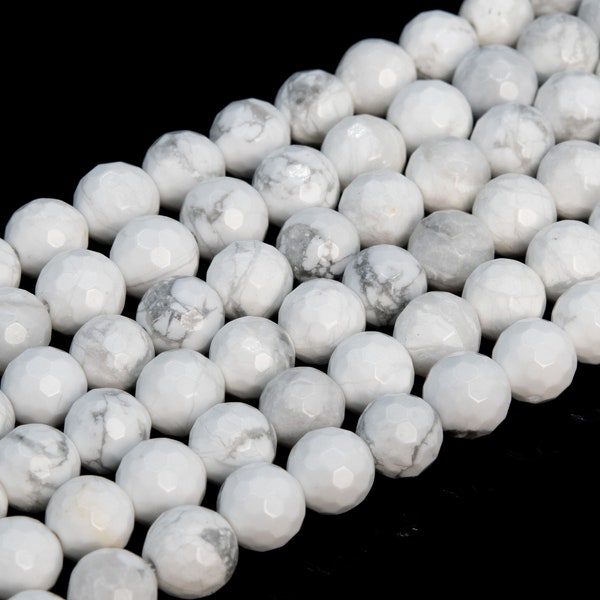 Genuine Natural Howlite Loose Beads Micro Faceted Round Shape 6mm 8mm 10mm