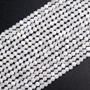 Genuine Natural White Rainbow Moonstone Loose Beads Faceted Round Shape 2mm