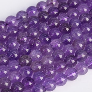 Genuine Natural Amethyst Loose Beads Grade AA Round Shape 6mm 7-8mm 10mm 12mm