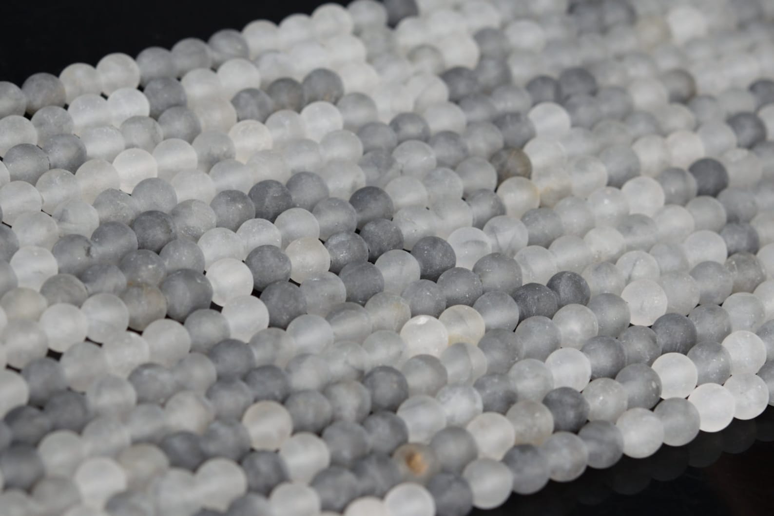 Genuine Natural Matte Gray Crystal Quartz Loose Beads Round Etsy