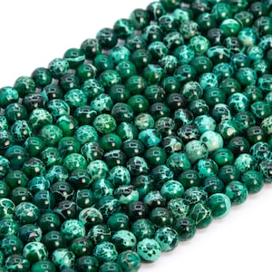 Deep Green Sea Sediment Imperial Jasper Loose Beads Round Shape 4mm