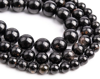 Genuine Natural Black Tourmaline Loose Beads Grade A+ Round Shape 6mm 8mm 10mm