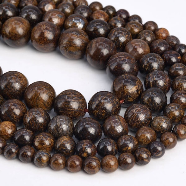 Genuine Natural Toffee Bar Bronzite Loose Beads Round Shape 6mm 8mm 10mm 12mm 15mm