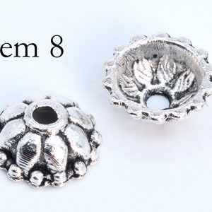 50 pcs Bead Caps Spacers End Cap DIY Jewelry Making Antique Silver Tone image 9