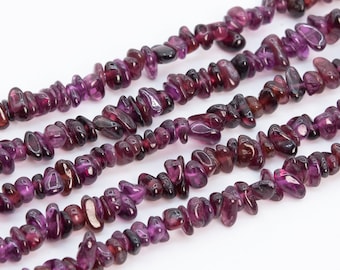 Genuine Natural Wine Red Garnet Loose Beads Grade A Pebble Chips Shape 4-10mm