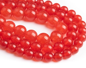 Chilli Red Malaysian Jade Loose Beads Round Shape 8mm 9-10mm 11-12mm