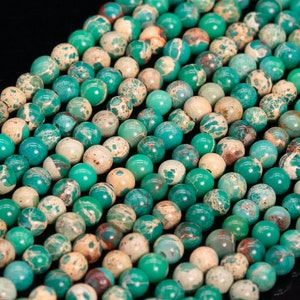 Natural Lake Green Sea Sediment Imperial Jasper Loose Beads Round Shape 3mm