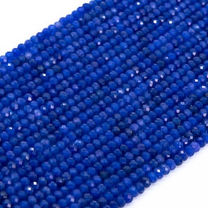Royal Blue Jade Loose Beads Faceted Rondelle Shape 3-4x2mm