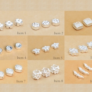 2 Pcs Sterling Silver Spacer Beads DIY Jewelry Making