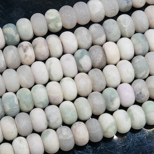 Genuine Natural Matte Milky Green Jade Loose Beads Rondelle Shape 8x5MM