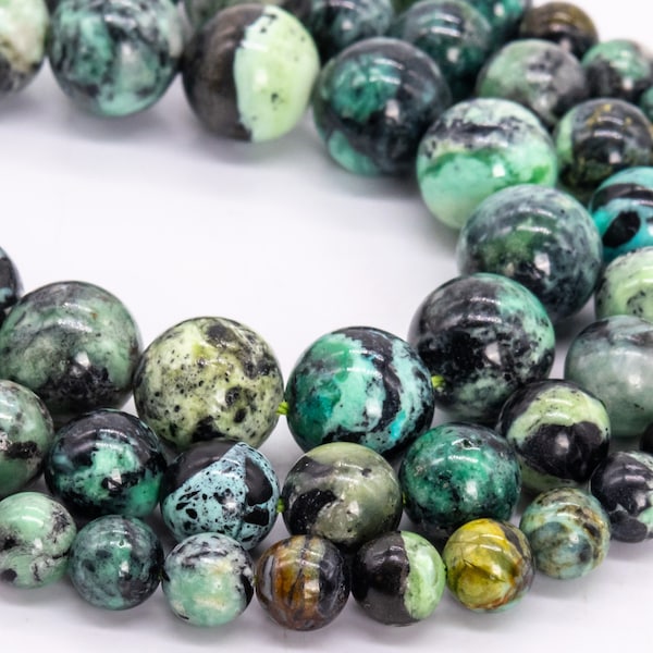 Genuine Natural Multicolor Variscite Loose Beads Grade AA Round Shape 6mm 8mm 10mm