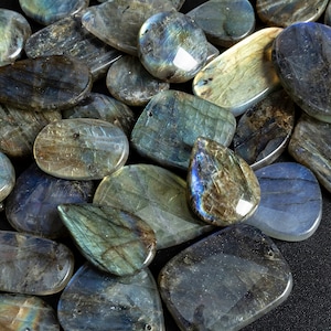 Top / Side Drilled Cabochon Different Shape Stone Pendant - Genuine Natural Labradorite