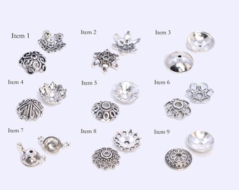 10 pcs Bead Caps Spacers End Cap DIY Jewelry Making - Antique Silver Tone