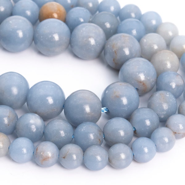 Genuine Natural Angelite Loose Beads Grade A Round Shape 6mm 8mm 9-10mm