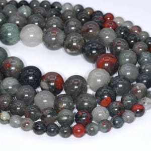 Genuine Natural African Blood Stone Loose Beads Round Shape 6mm 8mm 10mm 12mm 15mm