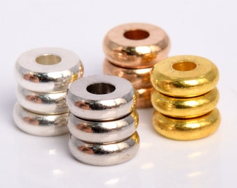 30 Pcs Rondelle Spacer Beads - Silver, Gold, Rose Gold, 18k White Gold, Light Gold Tone 6x2mm Beads