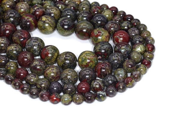Genuine Natural Dark Green Dragon Blood Jasper Loose Beads Round Shape 6mm 8mm 10-11mm