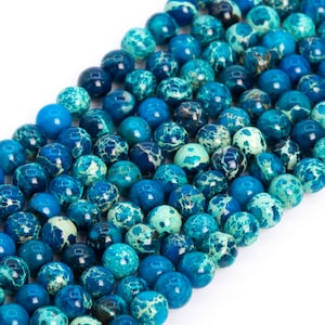 Blue Sea Sediment Imperial Jasper Loose Beads Apatite Blue Color Round Shape 4mm