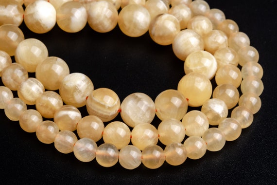 Genuine Natural Honey Yellow Calcite Loose Beads Grade AA Round Shape 6mm 8mm 10mm 11-12mm