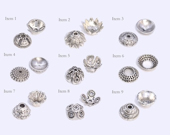 20 pcs Bead Caps Spacers End Cap DIY Jewelry Making - Antique Silver Tone