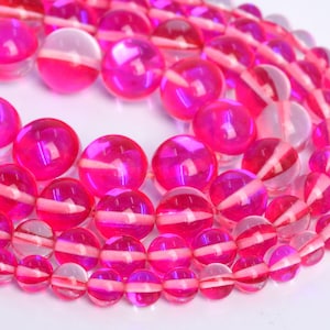 Rose Red Mystic Aura Quartz Loose Beads Round Shape 8mm