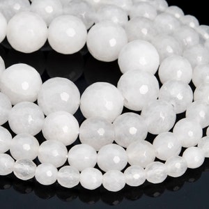 Genuine Natural White Jade Loose Beads Micro Faceted Round Shape 6mm 8mm 10mm