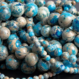 Sky Blue Sea Sediment Imperial Jasper Loose Beads Round Shape 4mm 6mm 8mm 10mm 12mm