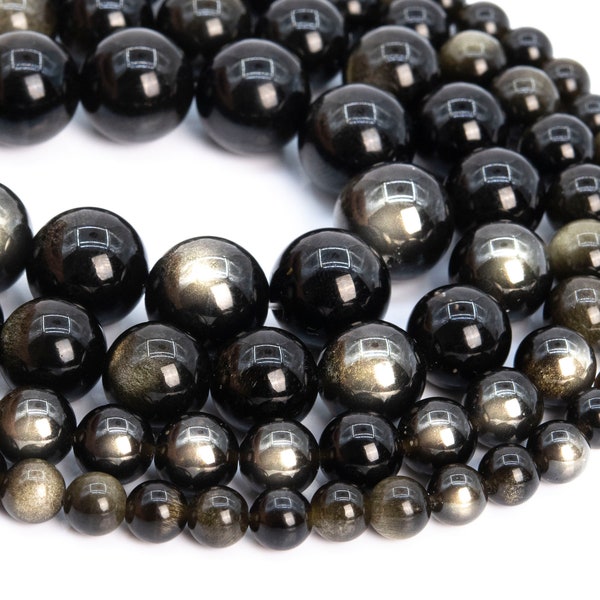 Genuine Natural Golden Obsidian Loose Beads Round Shape 6mm 8mm 10mm