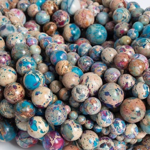Icy Blue and Purple Sea Sediment Imperial Jasper Loose Beads Round Shape 6mm 8mm 10mm 12mm