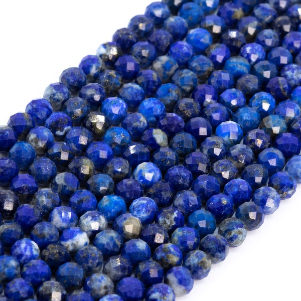 Genuine Natural Royal Blue Lapis Lazuli Loose Beads Afghanistan Grade A Faceted Round Shape 5mm