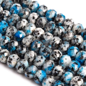 K2 Blue Color Granite Loose Beads Grade A Faceted Rondelle Shape 6x4mm