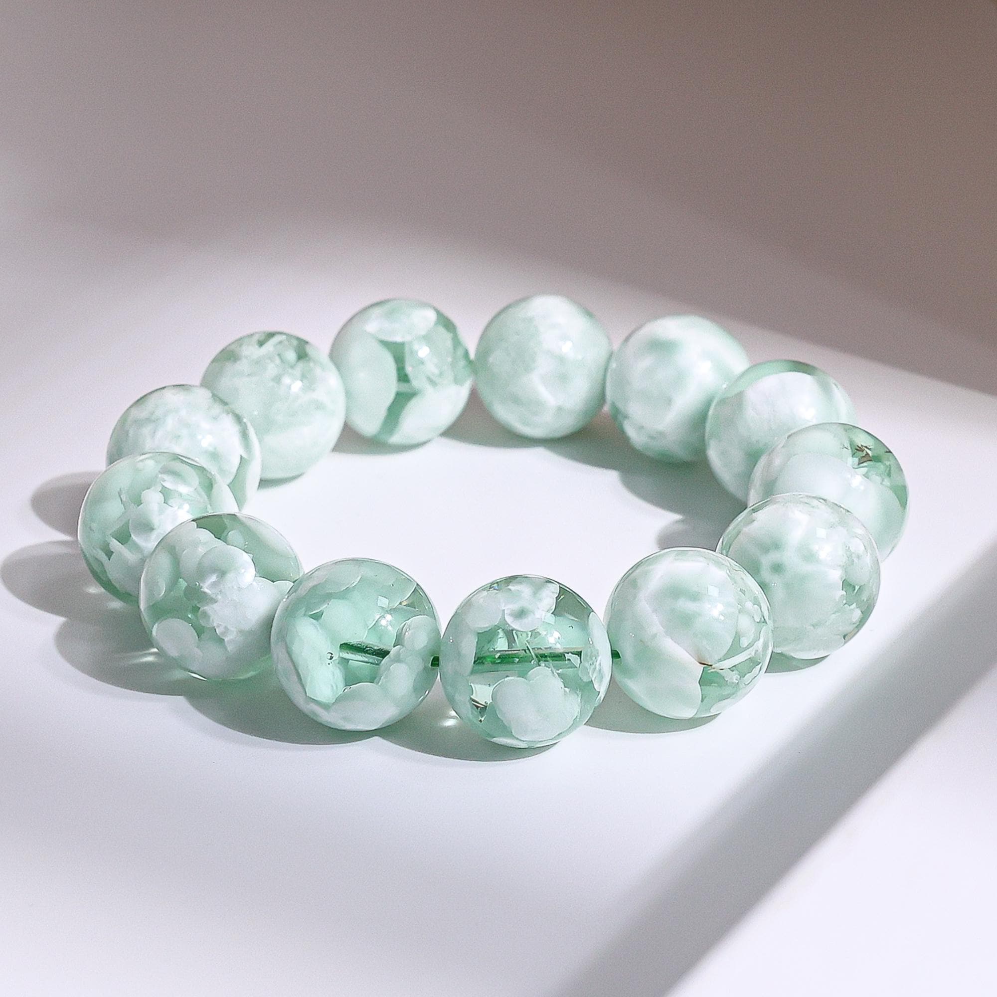 16/17/18/19MM Genuine Natural White Green Angelite AAA Round Big