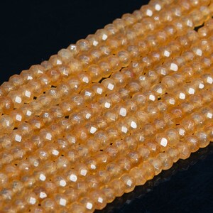 Natural Orange Jade Loose Beads Faceted Rondelle Shape 4x2mm