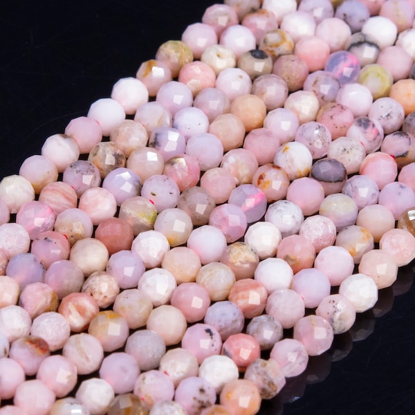 Genuine Natural Pink Opal Loose Beads Grade AA Faceted Round Shape 4mm