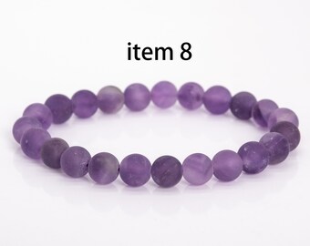 8mm Matte Round Gemstone Bracelet - Tiger Eye / Striped
