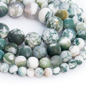 Genuine Natural Matte Tree Agate Loose Beads Round Shape 8mm 10mm
