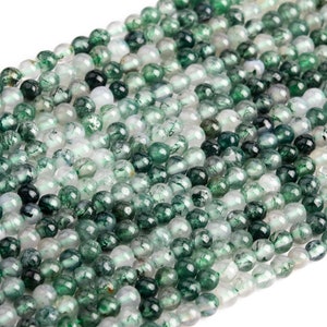 Genuine Natural Botanical Moss Agate Loose Beads Round Shape 3mm 4mm