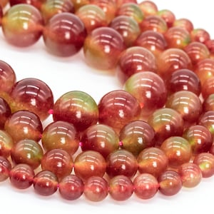 Watermelon Malaysian Jade Red Loose Beads Round Shape 6mm 8mm 10mm 12mm